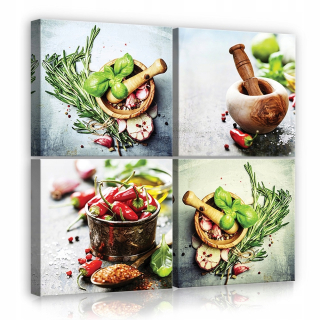 Obrázok pre kuchynské korenené bylinky Triptych 4cz 50x50