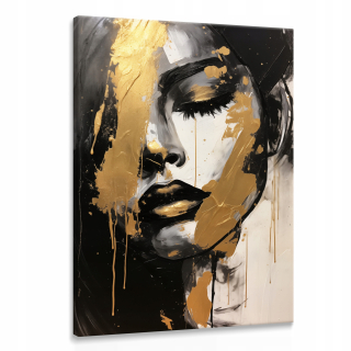 Obraz do obývačky ZLATÝ Portrét Ženská tvár Glamour Style Abstrakcia 80x120