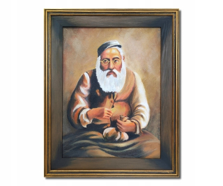 Maľovaný maľovaný portrét Žida, našťastie židovský rám