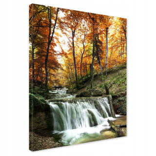 Obrázok na plátne Waterfall Forest Jeseň 80x120