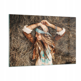 Obrázok na skle 120x80 Hippie Woman Grass