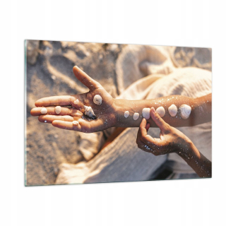 Obrázok na skle 120x80 Shell Hand Beach