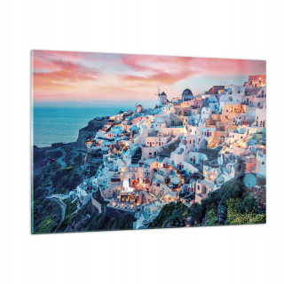 Obrázok na skle 120x80 santorini Grécko pohľad