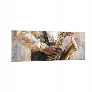 Obrázok na skle 140x50 olejový saxofónový hudobník
