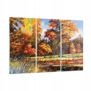 Picture Glass Autumn Tree Pond GCE165X110-3536