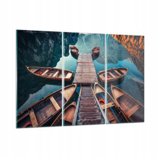 Obrázok na skle 165x110 Mountain Boat Bridge