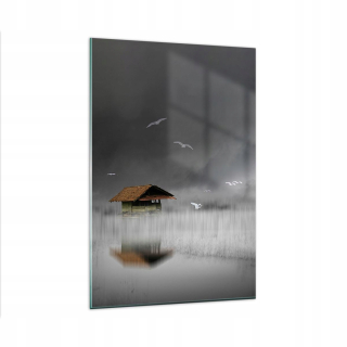 Obrázok na skle 80x120 Hut Fog Swamp