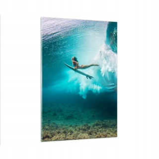 Obrázok na skle 80x120 pod vodou surfujúca žena