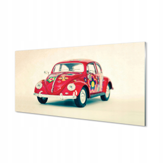 Obrázok na sklenenom červenom aute s kvetmi 140x70 cm