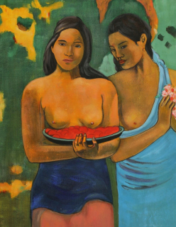 Olejový obrázok dvoch mangov Tahitanas - Paul Gauguin