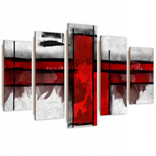 Päť -časový panel obrázka Deco, červený prízvuk