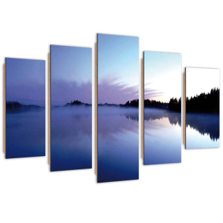 Päť -časový panel obrázka deco, hmla na jazerá