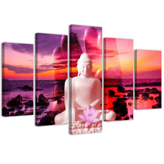 Obrázok päť -diel na plátne, Buddha na pozadí