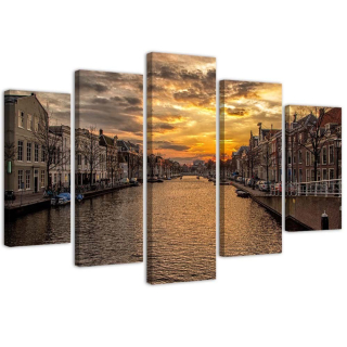 Obrázok na plátne 5 dielov City na rieke 200x100