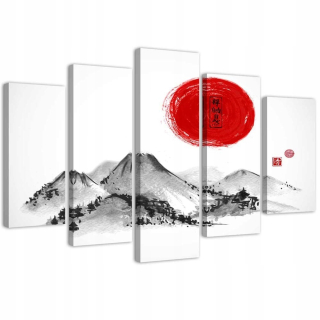 Obrázok päť -diel na plátne, slnko nad Japonskom