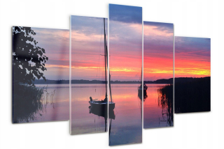 Obrázok Plexes Triptych Photo plachetnice o západe