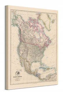Mapa Severnej Ameriky 1884 Obrázkové plátno 60x80 cm