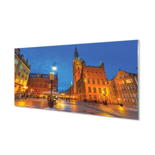 Sklenený obrázok Gdansk staré mesto kostol 140x70