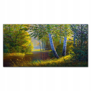 Obrázkové sklenené lesné kvety rieka Príroda 140x70 cm