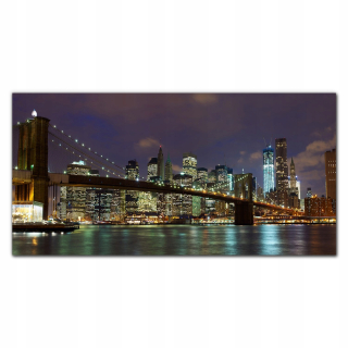 Picture Glass City River Bridge Light 140x70 cm