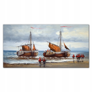 Picture Glass Morské lode Mraky vojakov 140x70