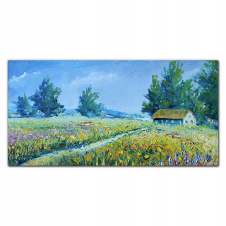 Picture Glass Village Krajina kvety chata 140x70