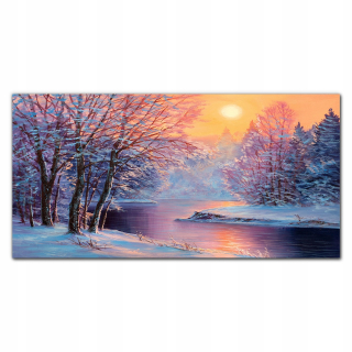 Sklenený obrázok zimný strom River Sun 140x70 cm