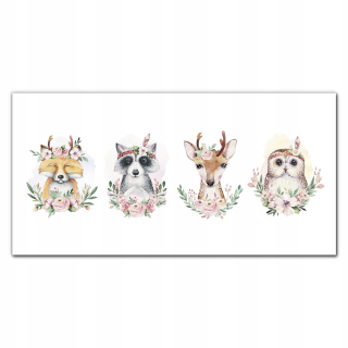 Obrázky sklenené zvieratá Deer Owl Hodine 140x70 cm