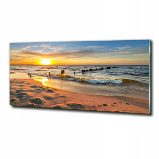 Veľký sklenený obraz do obývačky Sunset beach