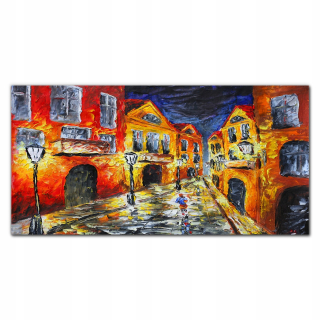 Sklenená maľba na Wall City Street Night 140x70 cm