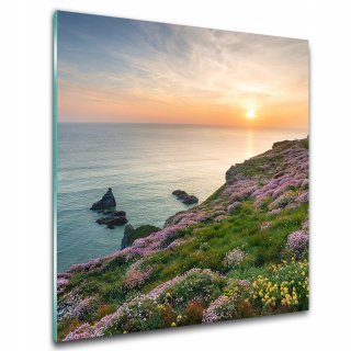 Sklenená maľba na stene pobrežia Cornwall 50x50