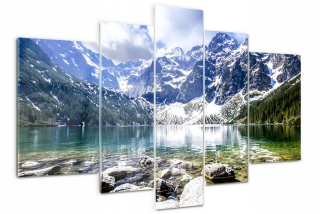 Sklenený obrázok Triptych Morskie Oko Tatry