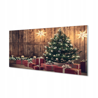 Sklenená grafika Obrázok vianočný stromček darčeky 120x60 cm