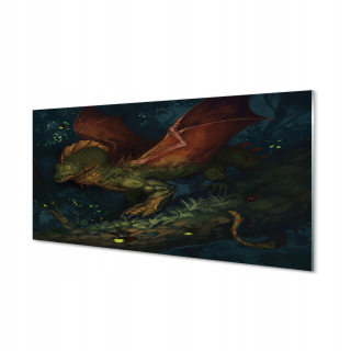 Fotografie na sklenenom zelenom drakovi v lese 120x60