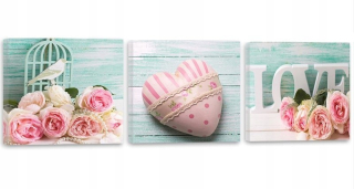 Obrázok Triptych Roses Shabby Chic 210x70