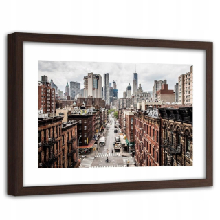 Obrázok Biely rám čínska štvrť New York 120x80