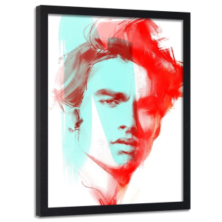 Obrázok v rámci červeného portrétu muža 50x70