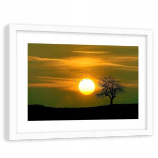 Obrázok v ráme Tree Birds a Sunset 120x80