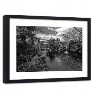Obrázok v ráme Black Bridge na rieke 90x60
