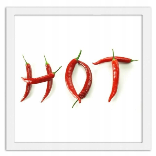Obrázok v rámci nápisu Hot s chilli papričkami 80x80
