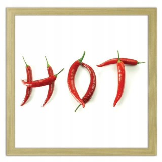 Obrázok v rámci nápisu Hot s chilli papričkami 90x90