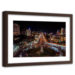 Obrázok v bielom ráme nočných svetiel mesta 90x60