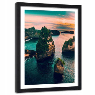 Obrázok v čiernom rockovom tyrkysovom oceáne 60x90
