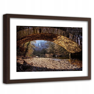 Obraz v bielom ráme pod mostom 120x80