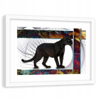 Obrázok v bielom ráme výstraha Leopard 90x60