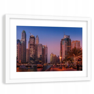 Obrázok v rámci bieleho Dubaja večer 120x80