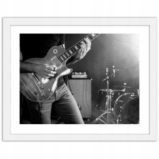Rámovaný obraz biely gitarista 100x70