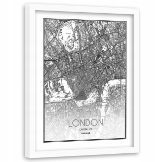 Obrázok v bielom rámci London City Plan 60x90