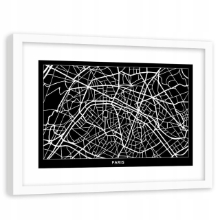 Obrázok v bielom rámci plánu mesta Paríž 120x80