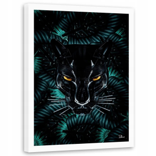 Obrázok v bielom ráme Crunken Leopard 70x100